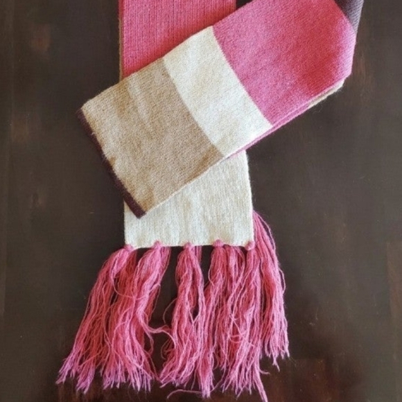 Women's Scarf Pink Brown Off White Tan - Picture 3 of 3